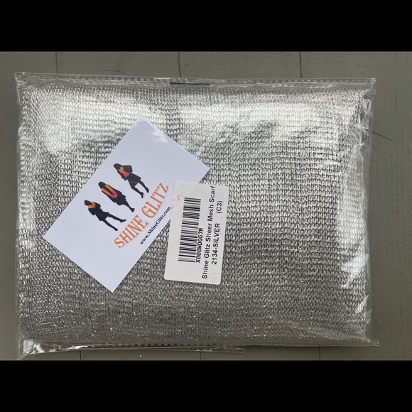 Shine Glitz Sheer Mesh Grey Scarf -New - Picture 1 of 4